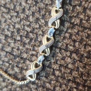 Blue Topaz Gold Slider Bracelet